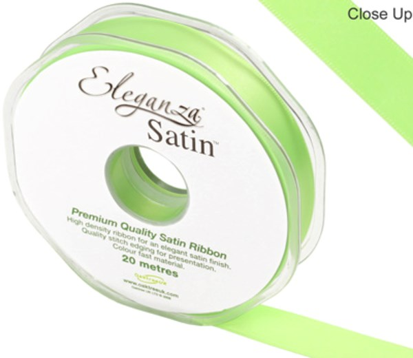 Eleganza Satin Ribbon Lime Green 15mm x 20m