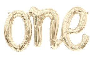 One Script 30" Foil Balloon - White Gold