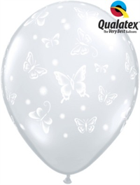 Diamond Clear Butterflies 11" Latex Balloons 50pk