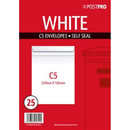 25pk Envelopes C5 162x229mm Self Seal White