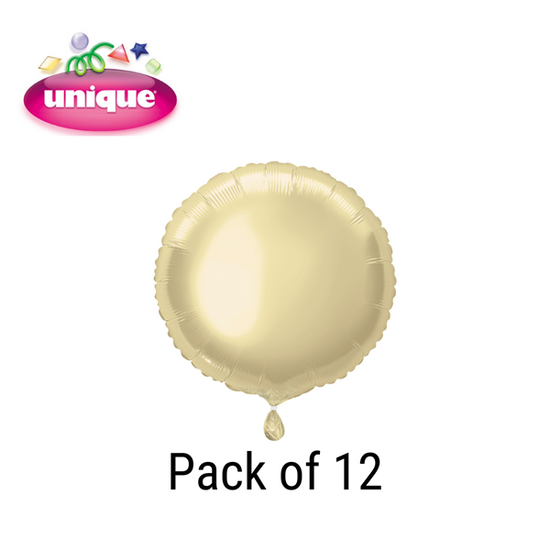 Unique 12 Pack Foil Balloon Gold Round 18