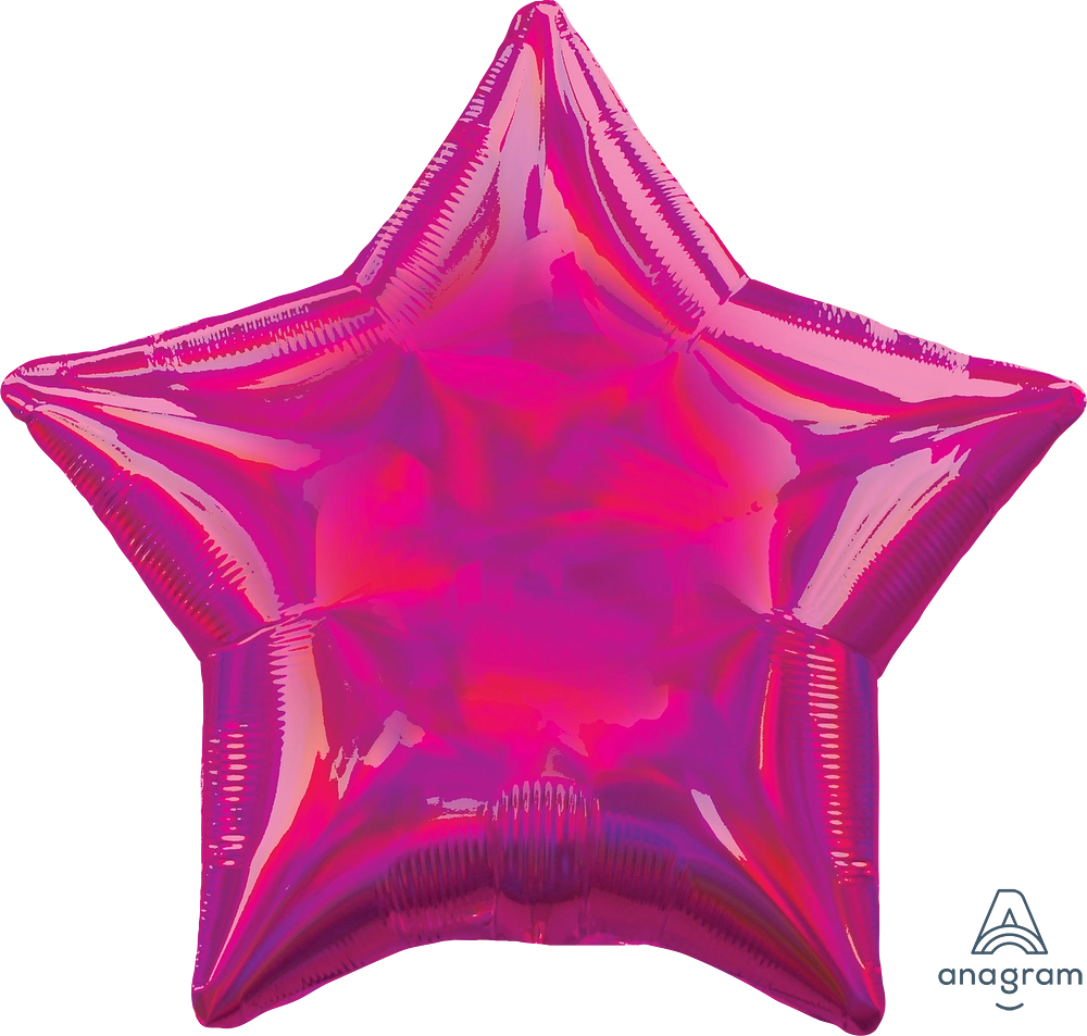 Anagram Foil Balloon Iridescent Magenta Star 18