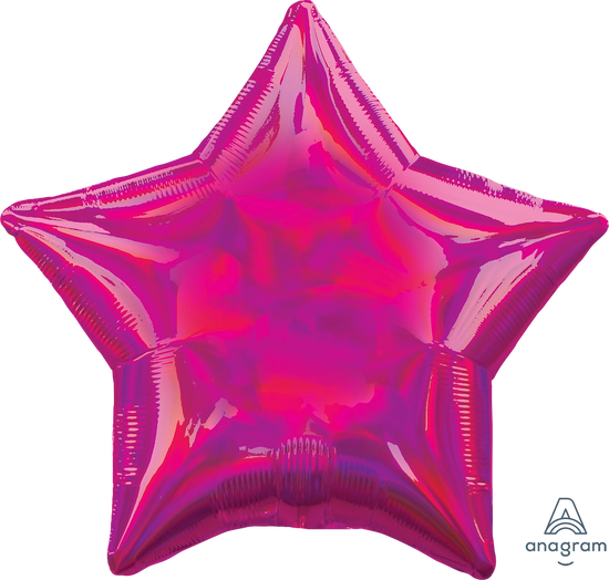 Anagram Foil Balloon Iridescent Magenta Star 18