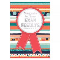 Set of six Prelude C50 Congratulations Exam Results cards featuring colorful designs for celebrating academic achievements.