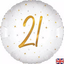 Oaktree Sparkle White Age 21 18" Foil Balloon