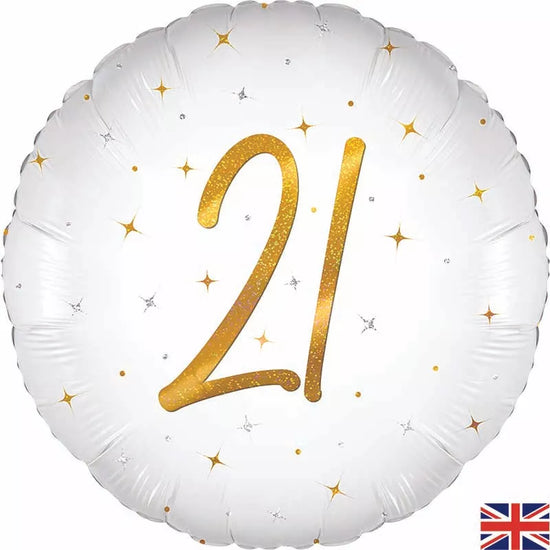 Oaktree Sparkle White Age 21 18" Foil Balloon