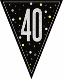 9ft Flag Bunting Age 40 Glitz Black