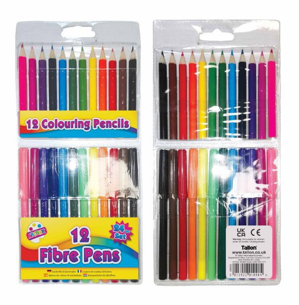 12 Fibre Pens & 12 1/2 Size Pencils