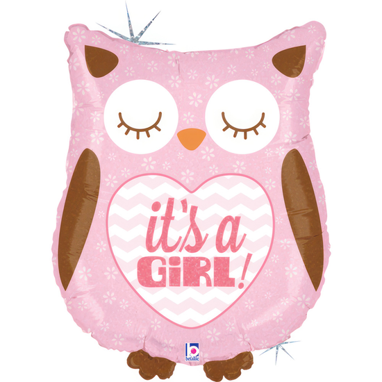 It's A Girl Owl 26" Foil Balloon