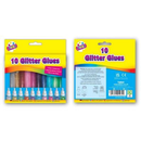 Set of 10 Tiger Feet glitter glue pens with colorful glitter for arts and crafts projects.