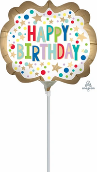 Anagram Gold Satin Marquee Dots 9" Foil Balloon