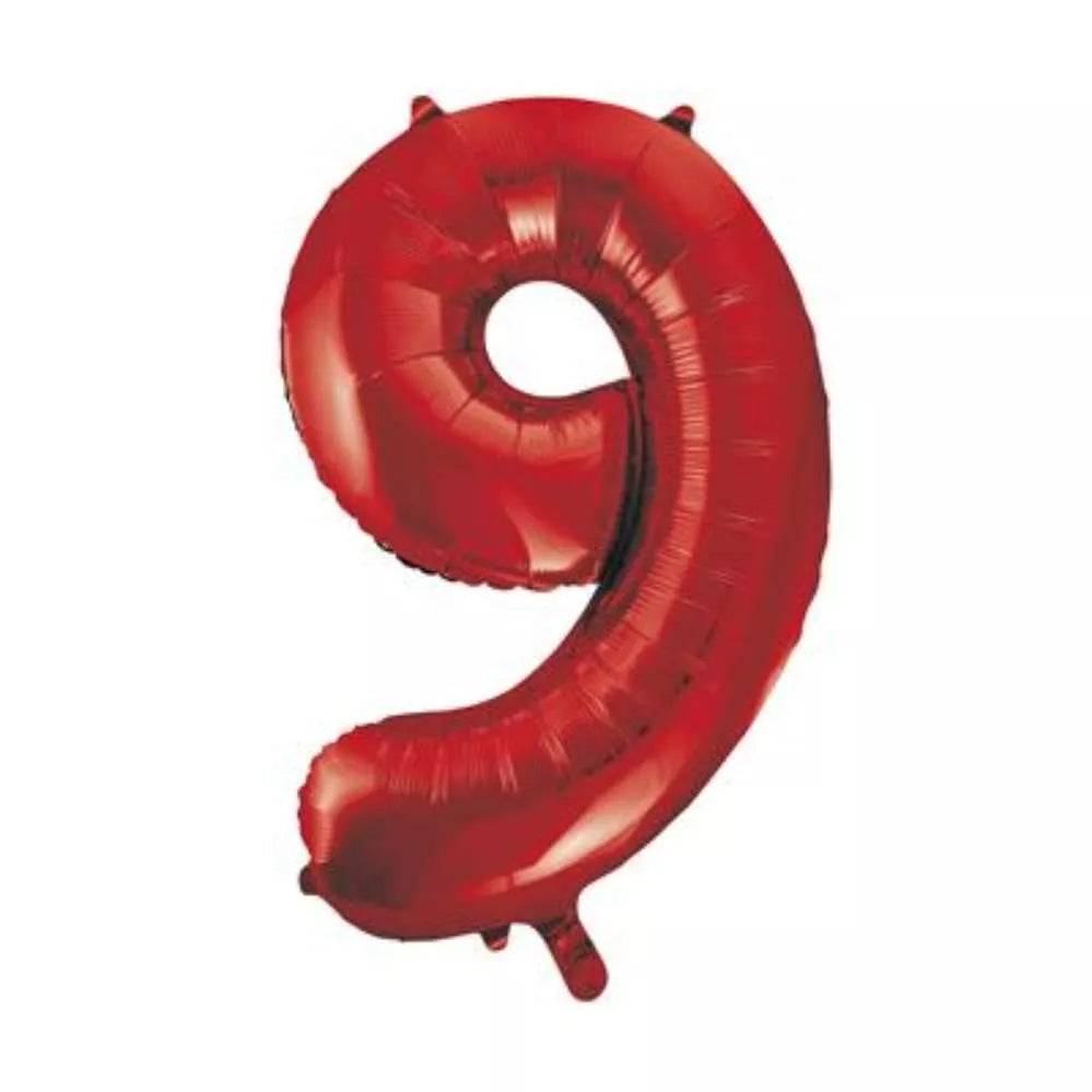 Unique Foil Balloon Red 34" Number 9