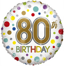 APAC Foil Balloon Eco Rainbow Dots Age 80 18"