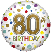APAC Foil Balloon Eco Rainbow Dots Age 80 18"