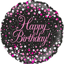 Oaktree Fizz Birthday Black & Pink 18" Foil