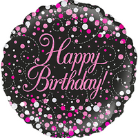 Oaktree Fizz Birthday Black & Pink 18" Foil
