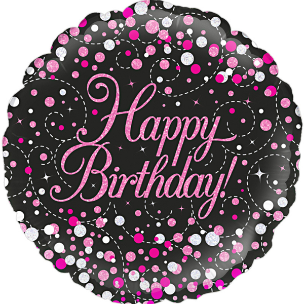 Oaktree Fizz Birthday Black & Pink 18" Foil