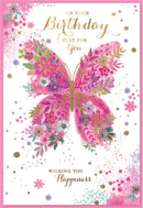 Set of six Simon Elvin C50 birthday greeting cards with colorful designs and festive messages.