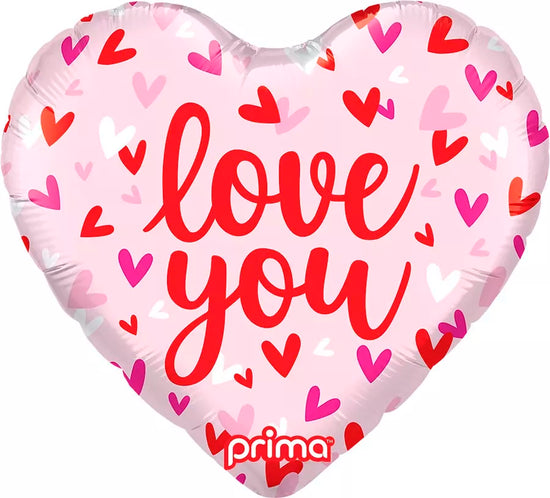 Prima Foil Balloon Love You Confetti Hearts 18"