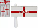 Pair of Noise Makers England party accessories by PMS International with colorful paper horns and clappers for celebrations.