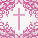Fancy Pink Cross Luncheon Napkins 16pk