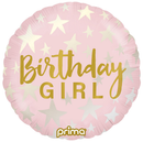 Foil Balloon 18" Round Birthday Girl Stars