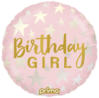 Foil Balloon 18" Round Birthday Girl Stars