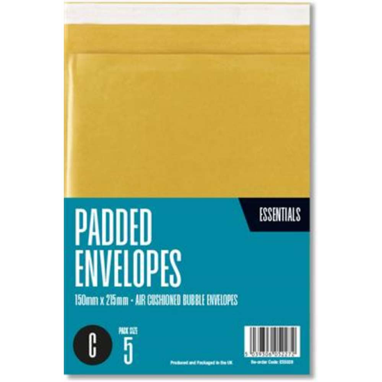 5pk Padded Envelopes Size C Small 150x215mm