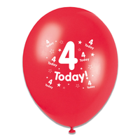 Tiger Feet Age 4 Birthday 10" Balloons 6x8pk