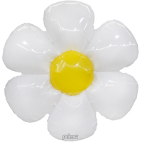 Foil Balloon 24" Shape Air-Filled White Daisy