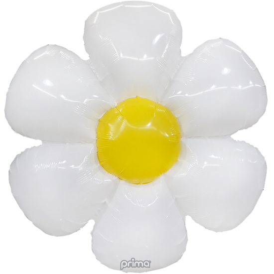 Foil Balloon 24" Shape Air-Filled White Daisy