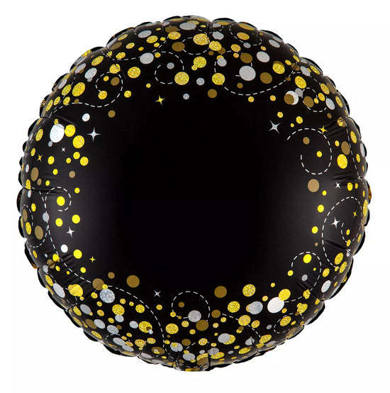 Oaktree Fizz Black Gold 18" Foil Balloon