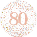 Oaktree 80th Birthday Sparkling Fizz white foil balloon, 18-inch celebratory balloon with shiny metallic finish.