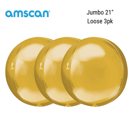 Anagram Gold Jumbo 21" Orbz Foil Balloons 3pk