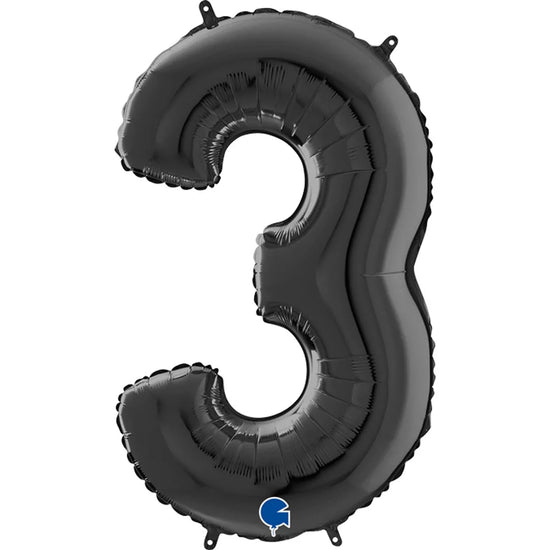 Grabo Foil Balloon Black 26" Number 3