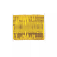 Gold curling ribbon by Unique for balloons, 50 yards, with classic twisted design ideal for gift wrapping and decorations.