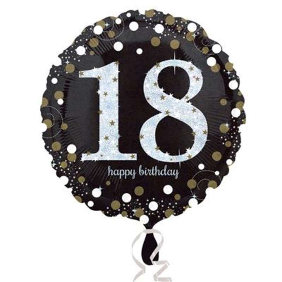 Anagram 18th Black & Gold 18" Foil Balloon