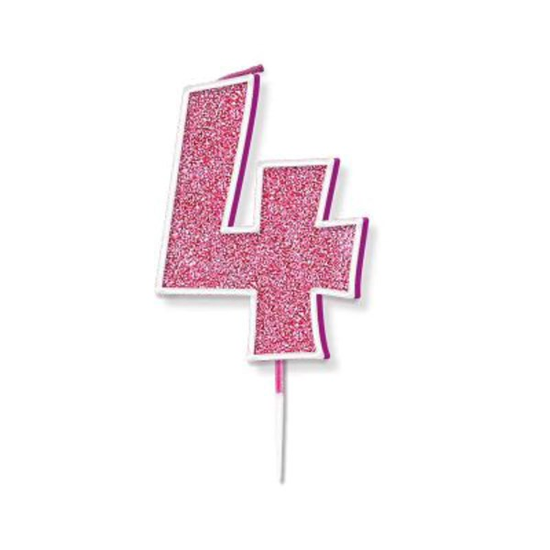 Oaktree Party Candle Number 4 Pink 7.5cm