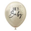 Kalisan 2 Pack Printed Latex Balloons Hey Baby White Gold 18"
