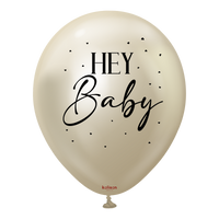 Kalisan 2 Pack Printed Latex Balloons Hey Baby White Gold 18"