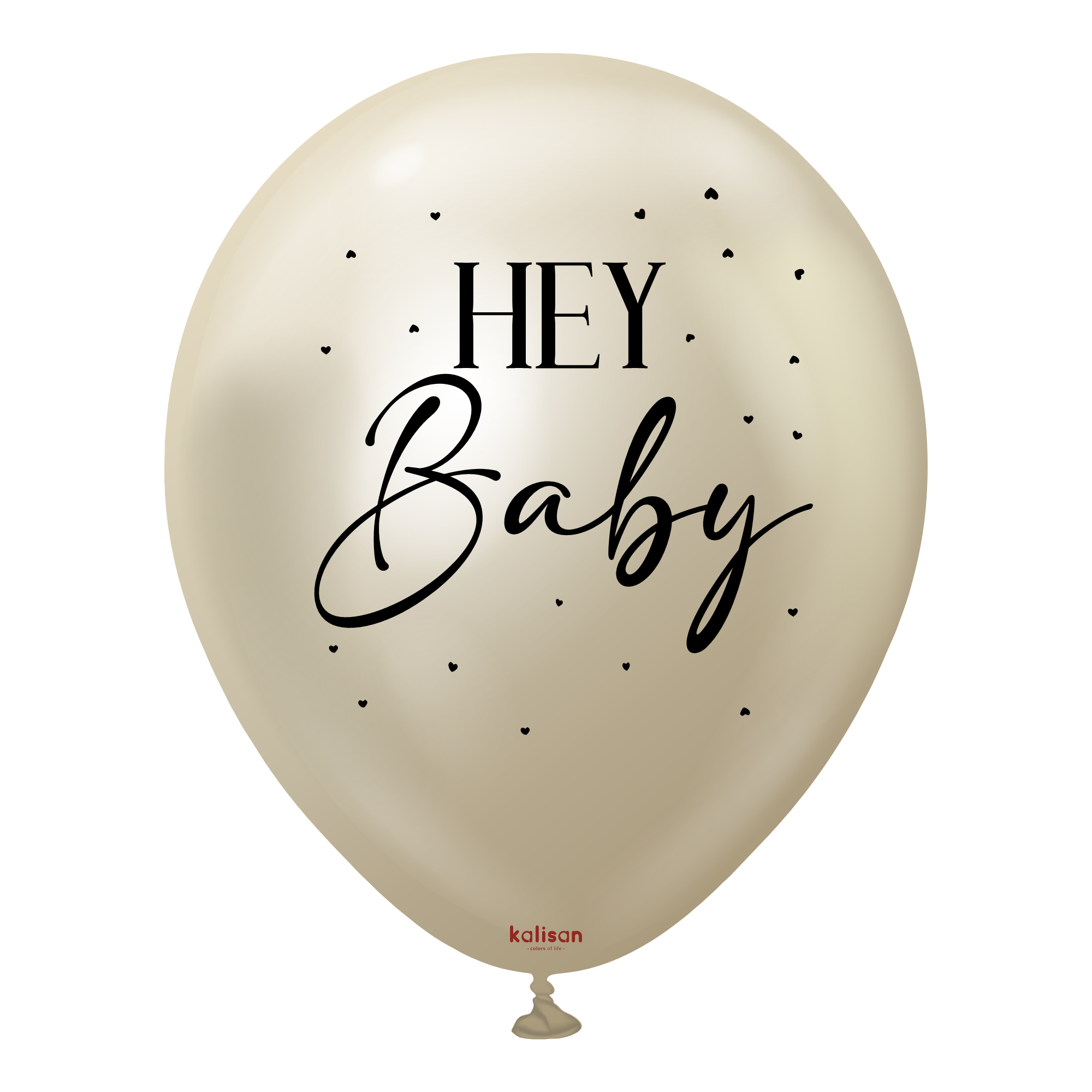 Kalisan 2 Pack Printed Latex Balloons Hey Baby White Gold 18"