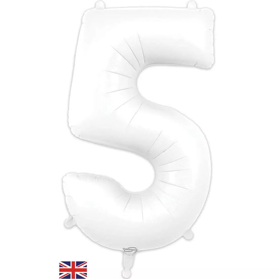 Oaktree Foil Balloon White 34" Number 5