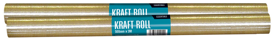 Essentials Rollwrap Kraft 500mm x 3m