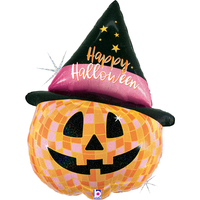 Grabo Foil Balloon Disco Jack-O-Lantern 33"