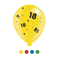 Age 18 Assorted 10" Latex Balloons 8pk