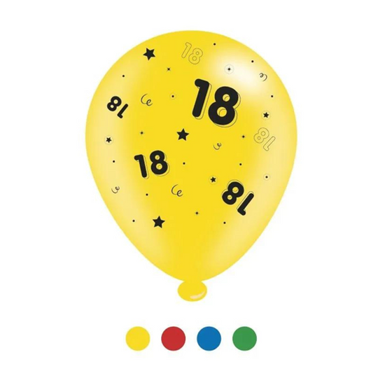 Age 18 Assorted 10" Latex Balloons 8pk