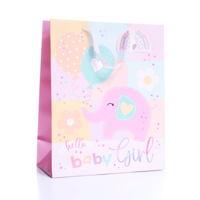 Gift Bag Hello Baby Girl Elephant Large 6pk
