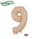 Oaktree 34-inch matte nude foil number 9 balloon, decorative foil balloon for celebrations and events.