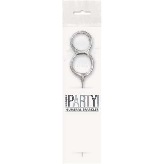 Unique Party Candle Sparkler Number 8 Silver 7