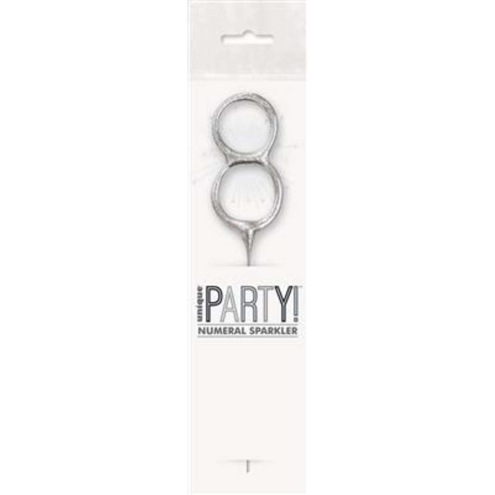Unique Party Candle Sparkler Number 8 Silver 7